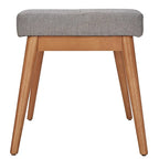 Banc de salle à manger tapissé en chêne, pieds inclinés, assise capitonnée en lin gris anthracite, bleu, rouge