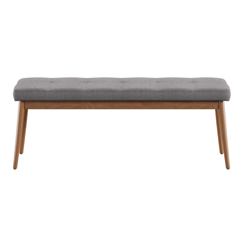Banc de salle à manger tapissé en chêne, pieds inclinés, assise capitonnée en lin gris anthracite, bleu, rouge
