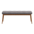 Banc de salle à manger tapissé en chêne, pieds inclinés, assise capitonnée en lin gris anthracite, bleu, rouge