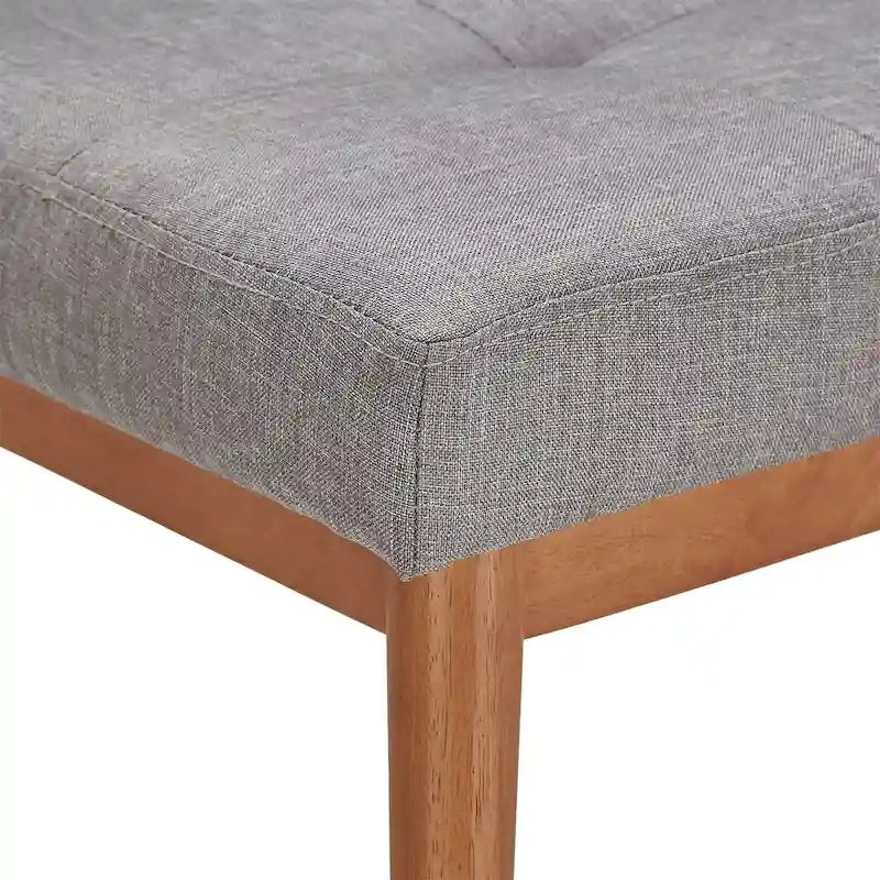 Banc de salle à manger tapissé en chêne, pieds inclinés, assise capitonnée en lin gris anthracite, bleu, rouge