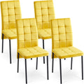 Chaise de salle à manger capitonnée en velours, dossier haut, sans accoudoirs, avec pieds en métal