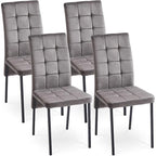 Chaise de salle à manger capitonnée en velours, dossier haut, sans accoudoirs, avec pieds en métal
