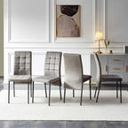 Chaise de salle à manger capitonnée en velours, dossier haut, sans accoudoirs, avec pieds en métal