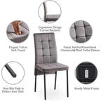 Chaise de salle à manger capitonnée en velours, dossier haut, sans accoudoirs, avec pieds en métal