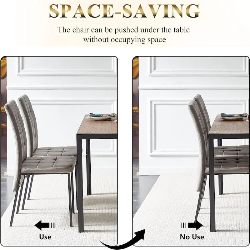 Chaise de salle à manger capitonnée en velours, dossier haut, sans accoudoirs, avec pieds en métal