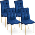 Chaise de salle à manger capitonnée en velours, dossier haut, sans accoudoirs, avec pieds en métal
