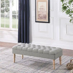 Banc de rangement capitonné classique avec pieds en bois