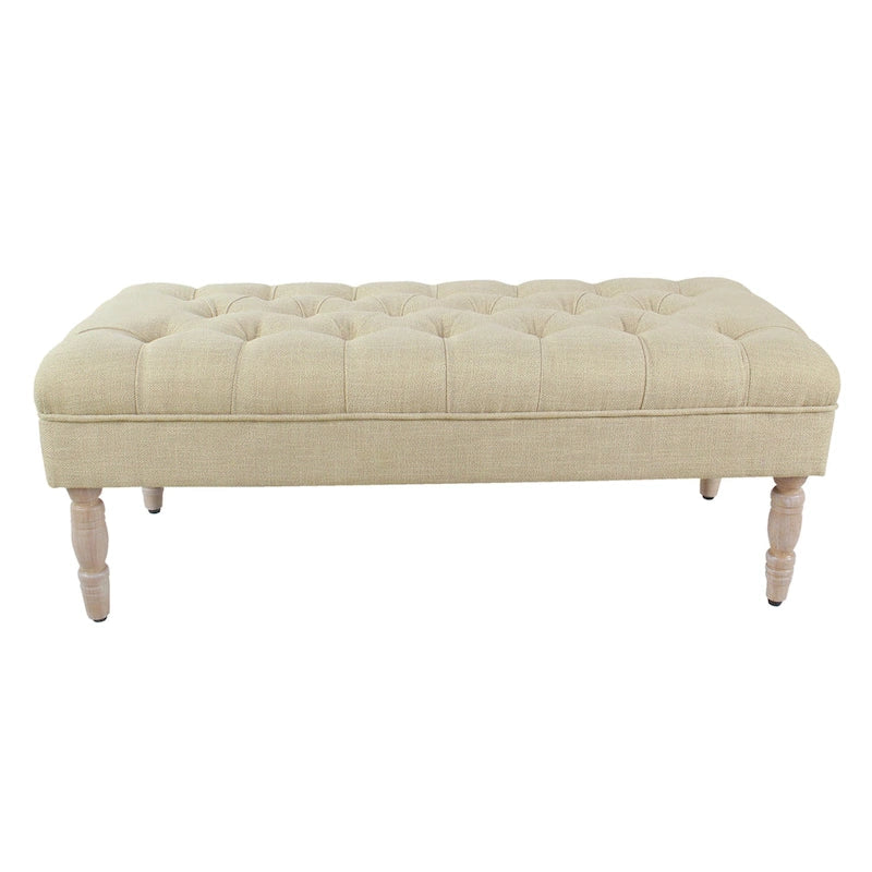 Banc de rangement capitonné classique avec pieds en bois