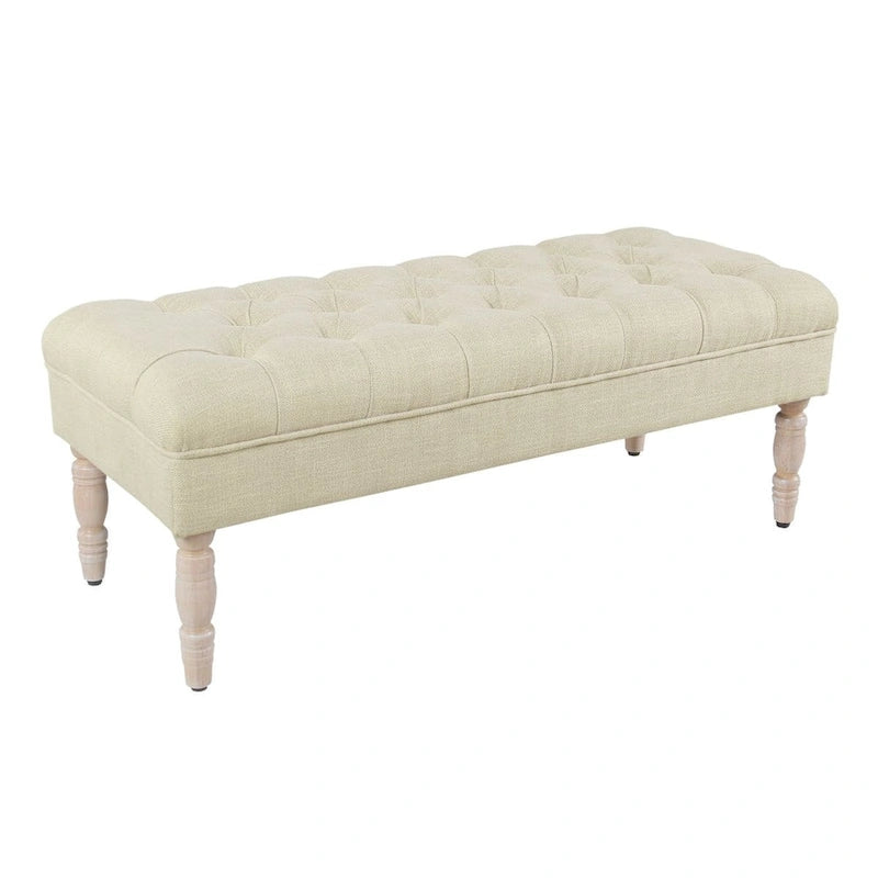 Banc de rangement capitonné classique avec pieds en bois