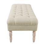 Banc de rangement capitonné classique avec pieds en bois