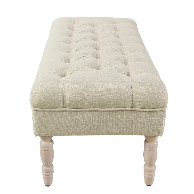 Banc de rangement capitonné classique avec pieds en bois