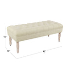 Banc de rangement capitonné classique avec pieds en bois