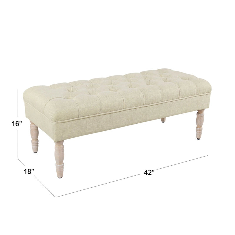 Banc de rangement capitonné classique avec pieds en bois