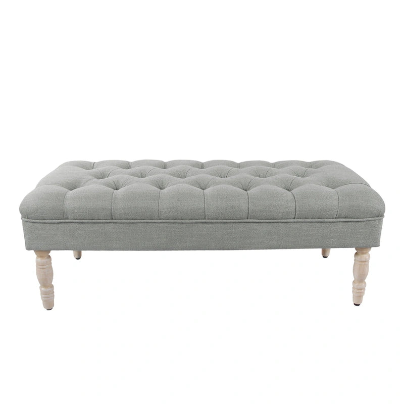 Banc de rangement capitonné classique avec pieds en bois