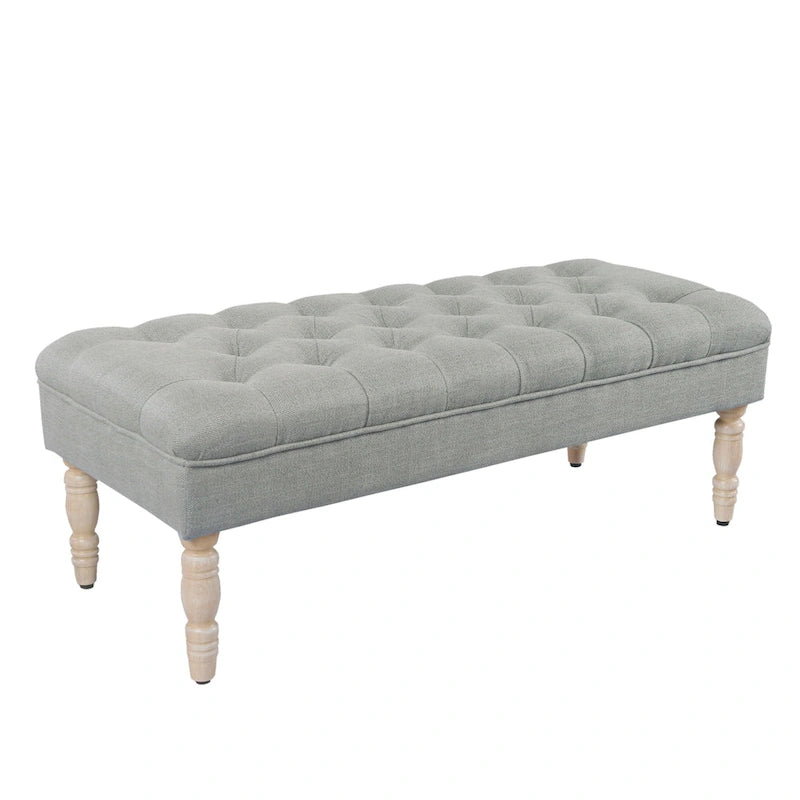 Banc de rangement capitonné classique avec pieds en bois