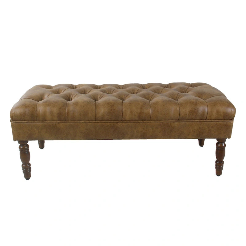 Banc de rangement capitonné classique avec pieds en bois