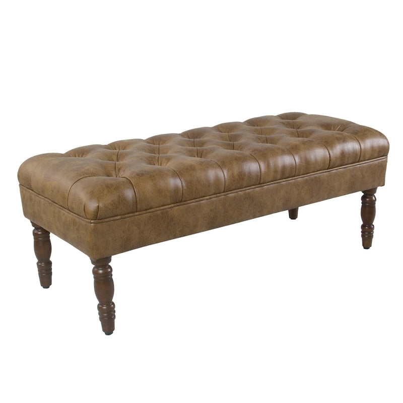 Banc de rangement capitonné classique avec pieds en bois