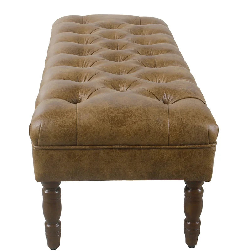 Banc de rangement capitonné classique avec pieds en bois