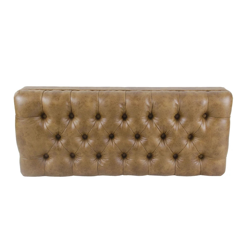 Banc de rangement capitonné classique avec pieds en bois