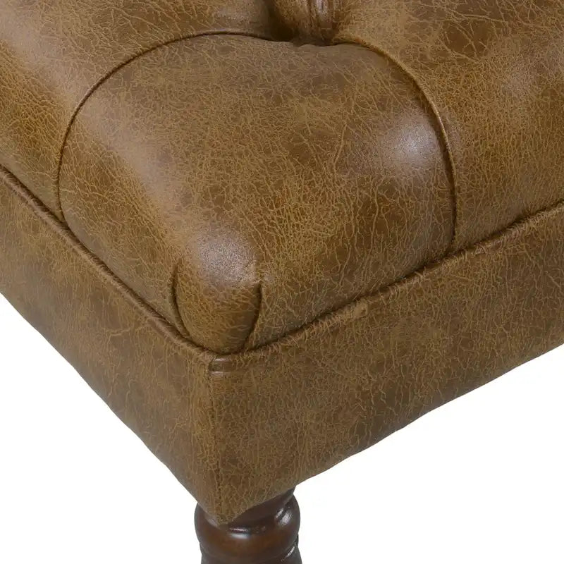 Banc de rangement capitonné classique avec pieds en bois