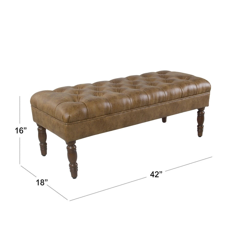 Banc de rangement capitonné classique avec pieds en bois