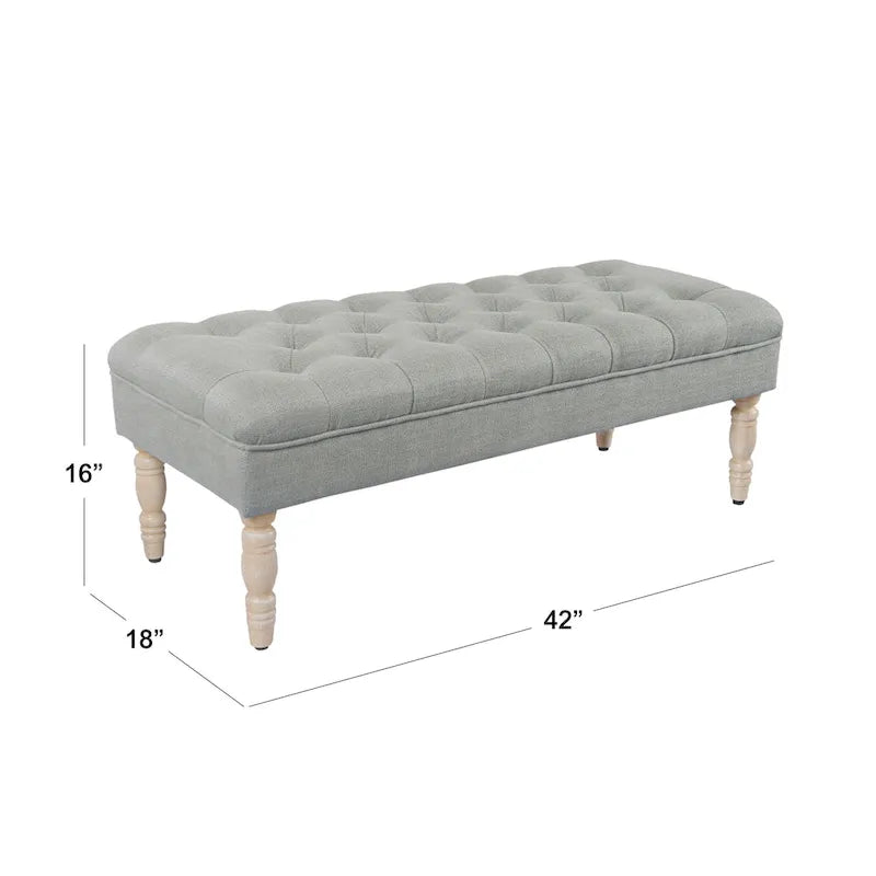 Banc de rangement capitonné classique avec pieds en bois