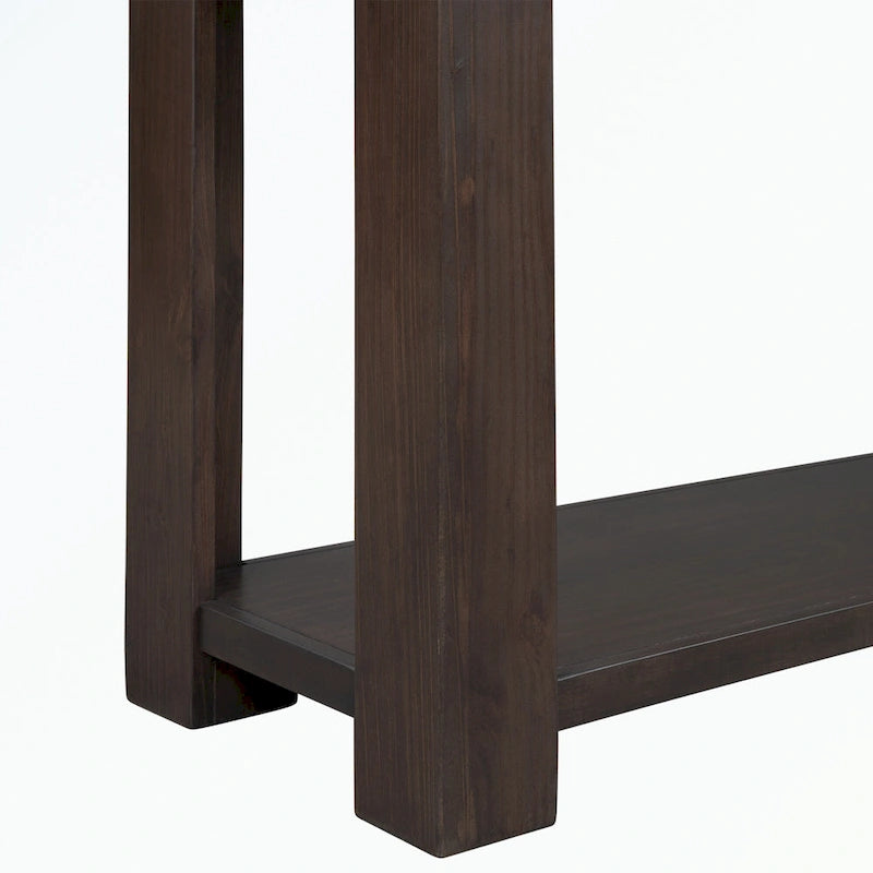 Console rustique en bois massif avec 4 tiroirs et étagère inférieure