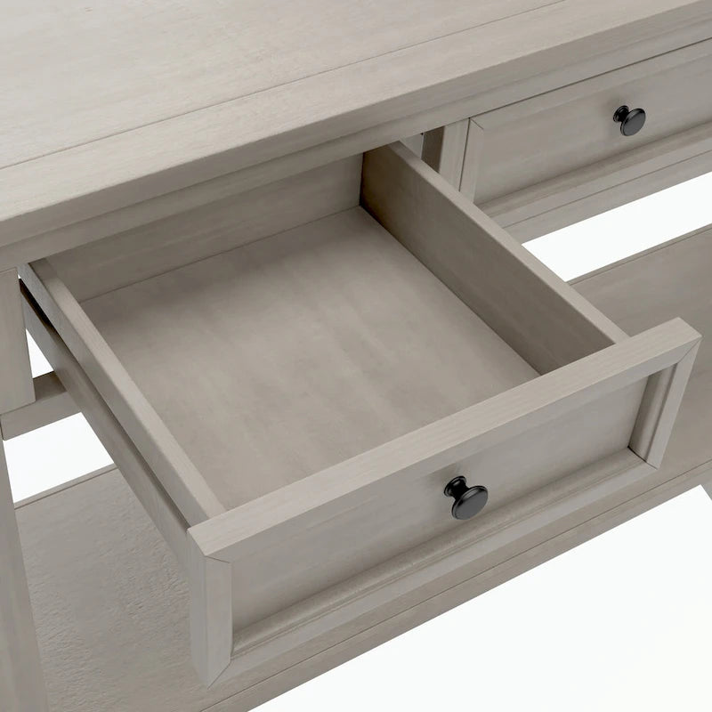 Console rustique en bois massif avec 4 tiroirs et étagère inférieure