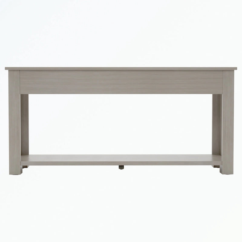 Console rustique en bois massif avec 4 tiroirs et étagère inférieure