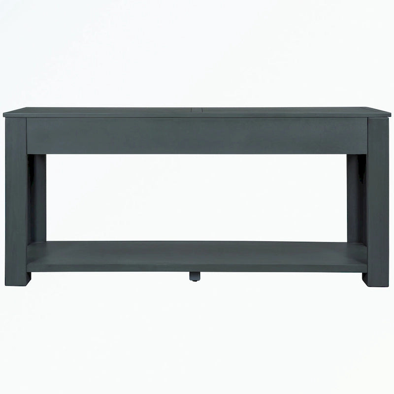 Console rustique en bois massif avec 4 tiroirs et étagère inférieure