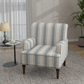 Fauteuil d'appoint en lin mélangé à rayures avec clous de tapissier style ferme