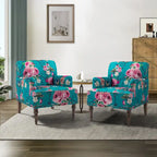 Fauteuil d'appoint en lin mélangé à rayures avec clous de tapissier style ferme