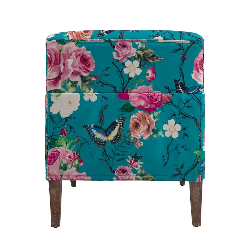Fauteuil d'appoint en lin mélangé à rayures avec clous de tapissier style ferme