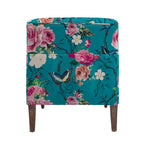 Fauteuil d'appoint en lin mélangé à rayures avec clous de tapissier style ferme