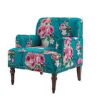Fauteuil d'appoint en lin mélangé à rayures avec clous de tapissier style ferme
