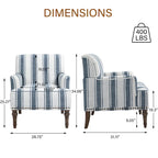 Fauteuil d'appoint en lin mélangé à rayures avec clous de tapissier style ferme