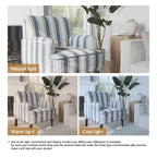 Fauteuil d'appoint en lin mélangé à rayures avec clous de tapissier style ferme