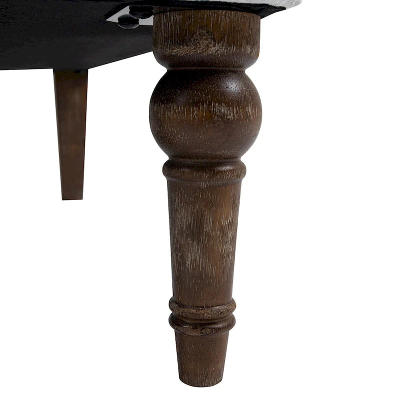 Fauteuil d'appoint en lin mélangé à rayures avec clous de tapissier style ferme