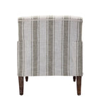 Fauteuil d'appoint en lin mélangé à rayures avec clous de tapissier style ferme