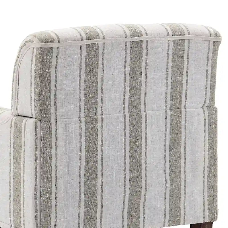 Fauteuil d'appoint en lin mélangé à rayures avec clous de tapissier style ferme