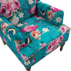 Fauteuil d'appoint en lin mélangé à rayures avec clous de tapissier style ferme