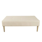 Ottoman de table basse capitonné en similicuir avec pieds en bois