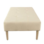 Ottoman de table basse capitonné en similicuir avec pieds en bois