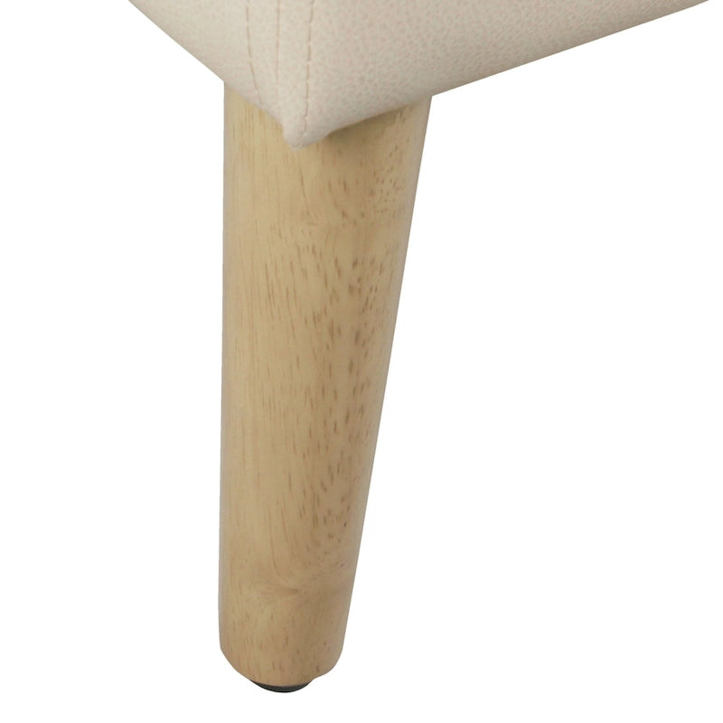 Ottoman de table basse capitonné en similicuir avec pieds en bois