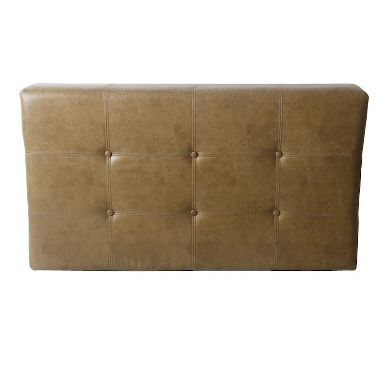 Ottoman de table basse capitonné en similicuir avec pieds en bois
