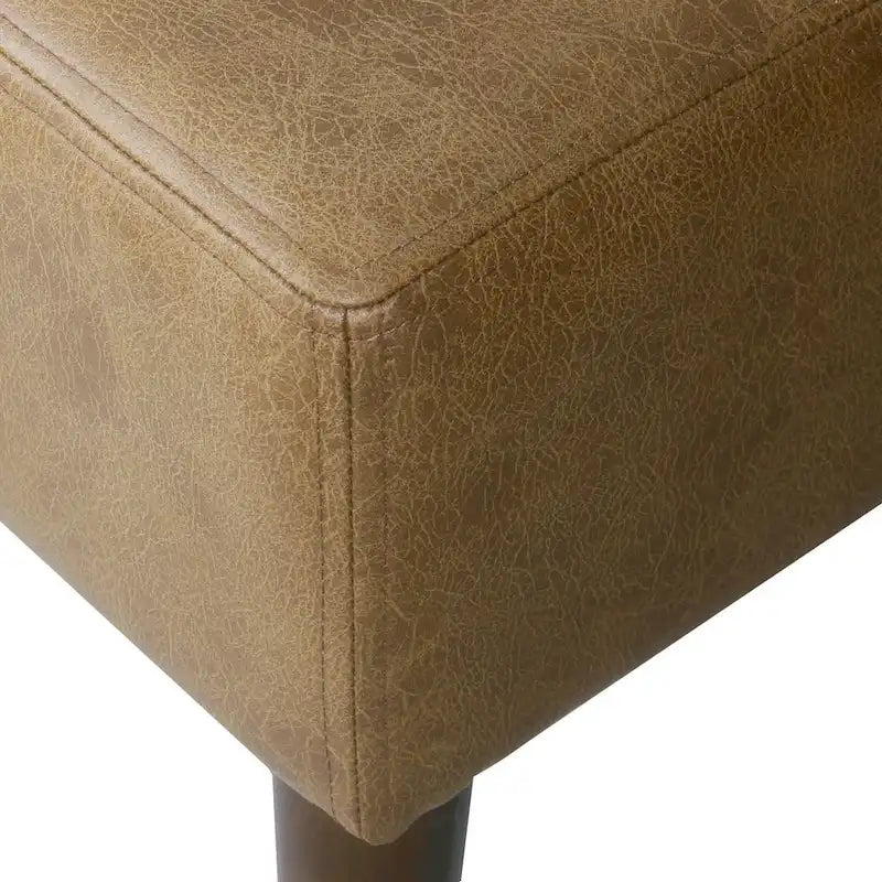 Ottoman de table basse capitonné en similicuir avec pieds en bois