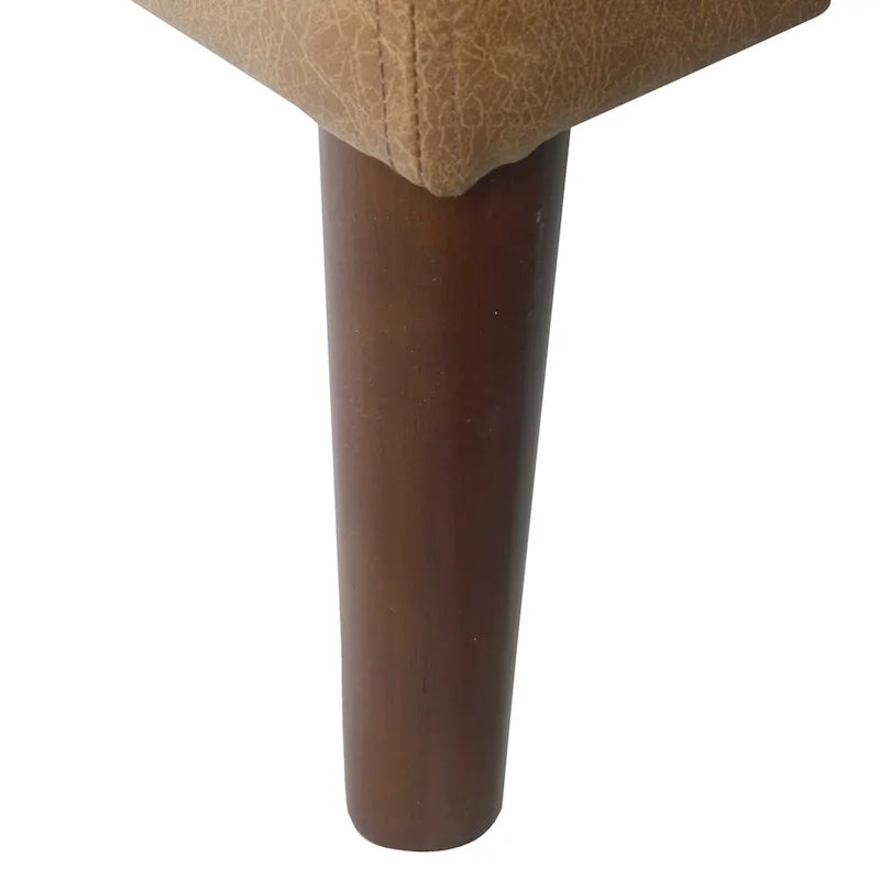 Ottoman de table basse capitonné en similicuir avec pieds en bois