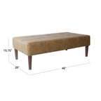 Ottoman de table basse capitonné en similicuir avec pieds en bois