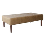 Ottoman de table basse capitonné en similicuir avec pieds en bois
