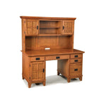 Bureau piédestal en chêne de style cottage avec armoire supérieure et tiroirs de rangement